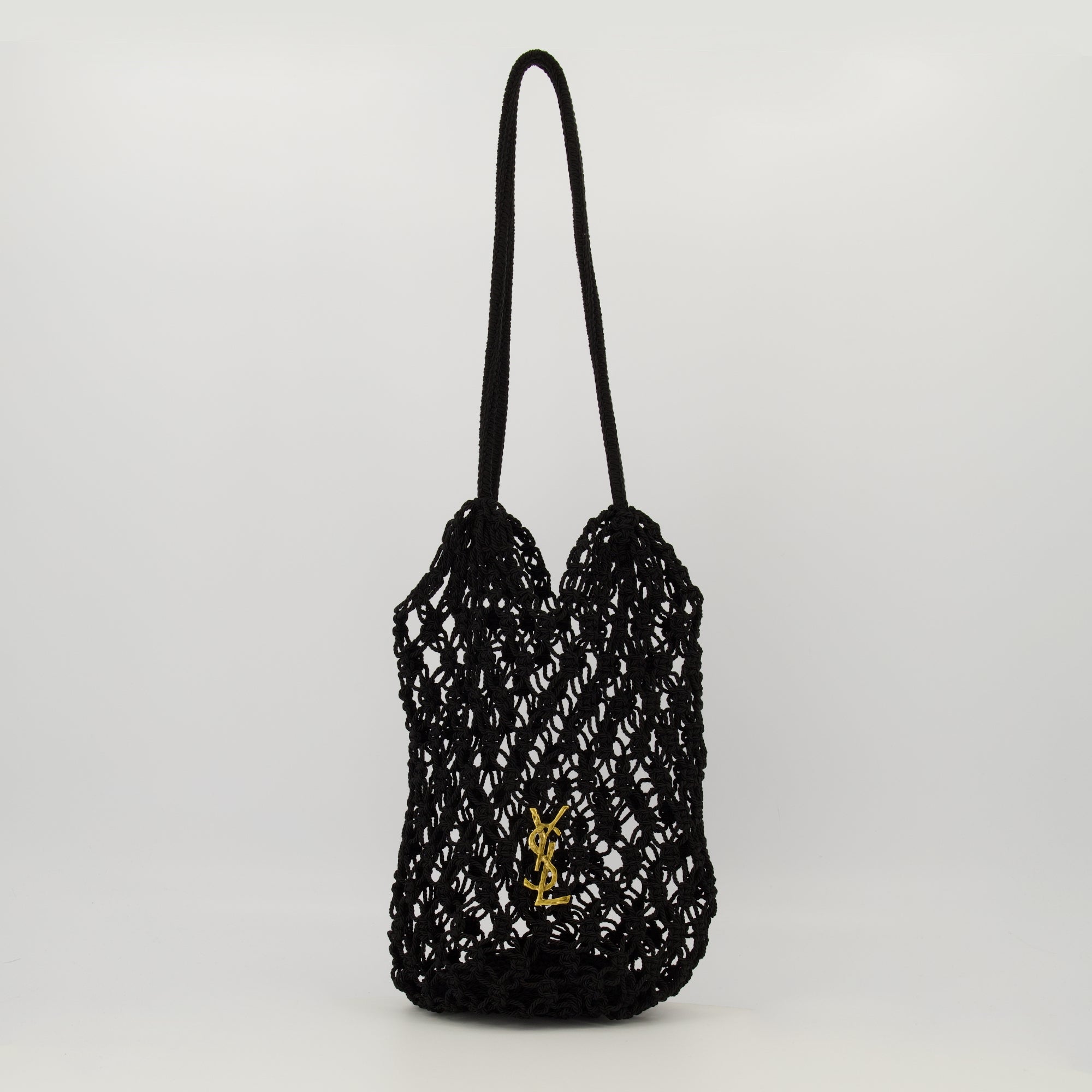 Immagine della borsa in crochet nera del marchio Saint Laurent per Donna - Stagione Autunno-Inverno 2025 - Vista Frontale