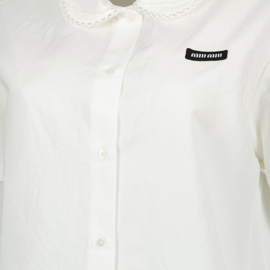 Immagine della camicia bianca in popeline del marchio Miu Miu per donna - Primavera-Estate 2026 - Vista dettagliata_1
