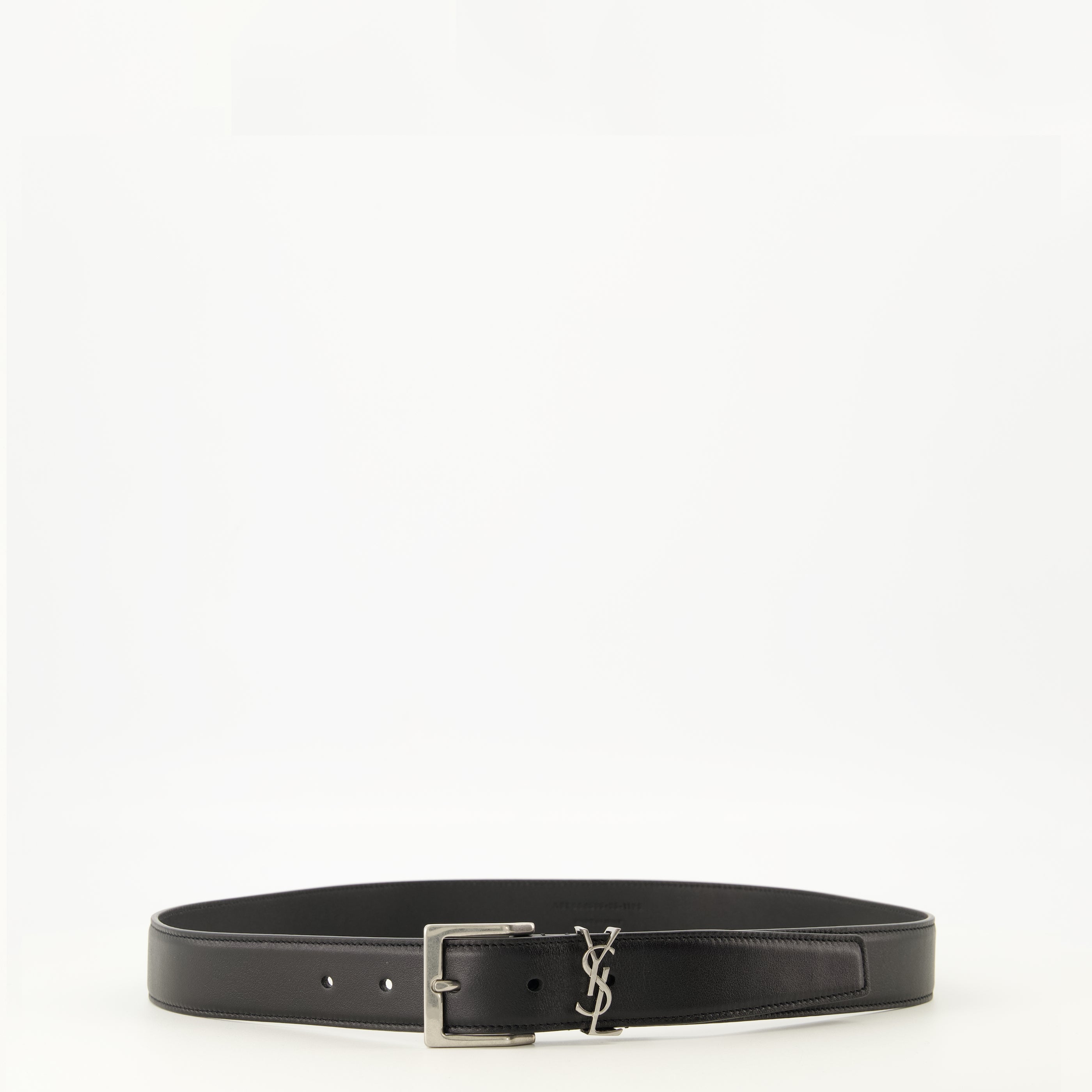 Ceintures Cassandre Vadim Black Leather Belt Saint Laurent Noir Homme