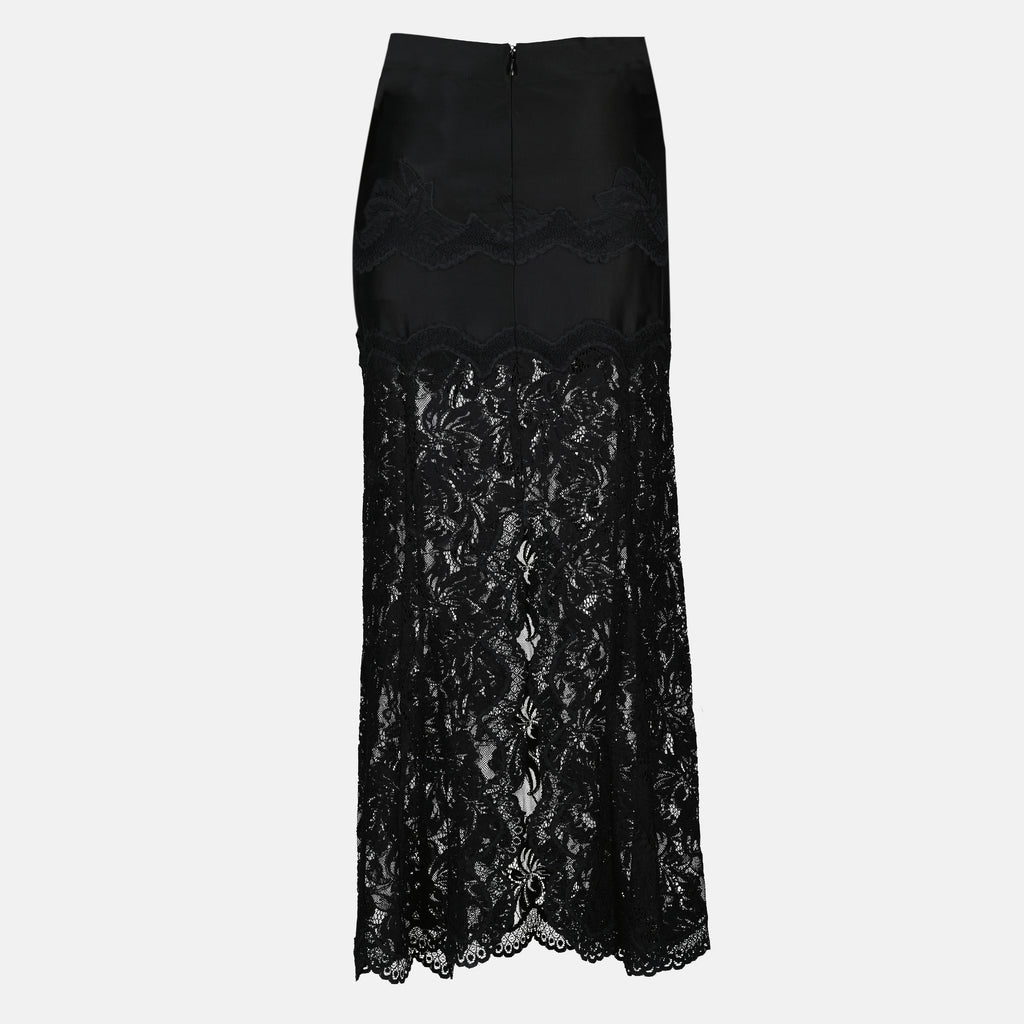 Image de l'article Jupe midi en jersey et dentelle noir de la marque Rabanne pour Femme - Saison Printemps-Été 2026 - Vue de Dos