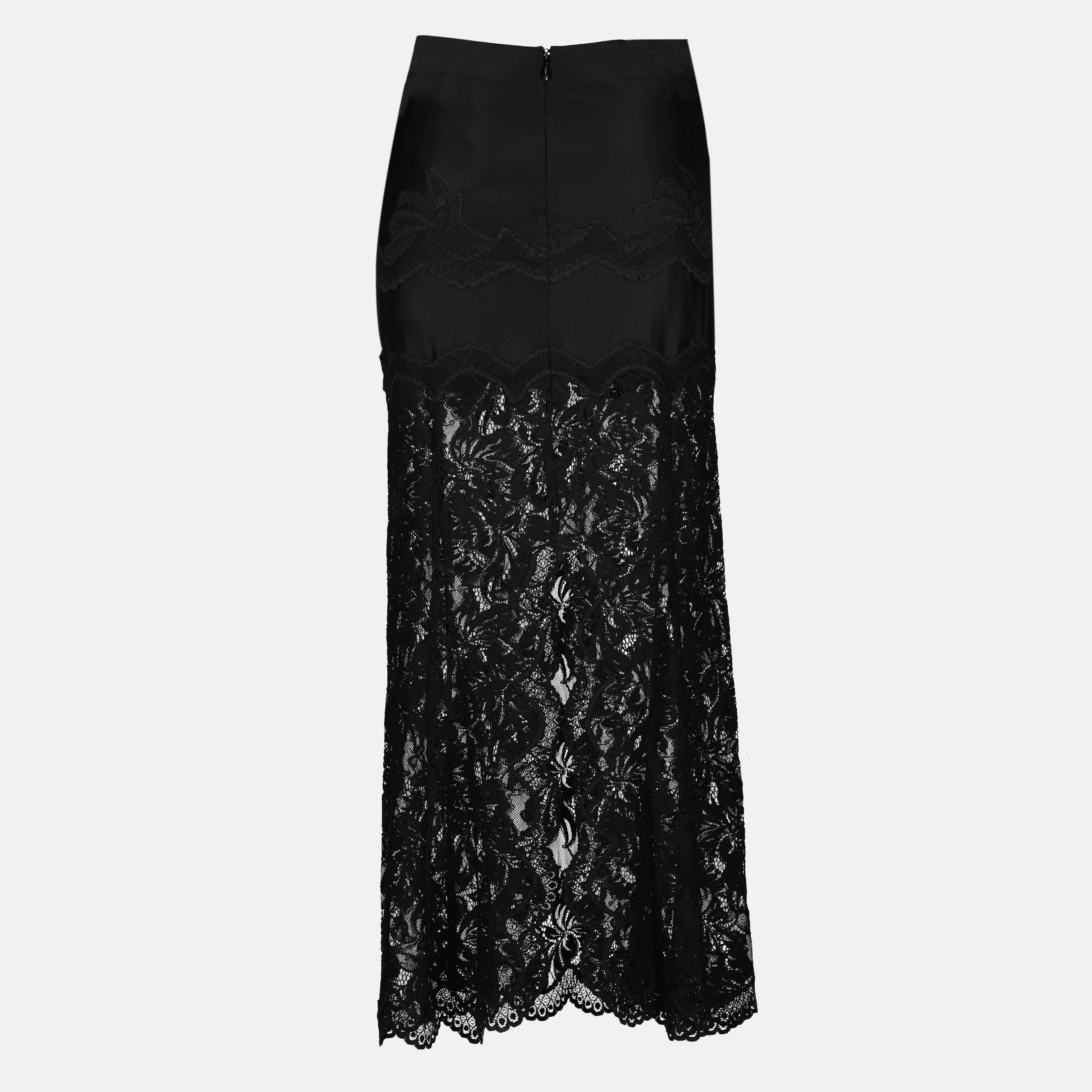 Image de l'article Jupe midi en jersey et dentelle noir de la marque Rabanne pour Femme - Saison Printemps-Été 2026 - Vue de Dos