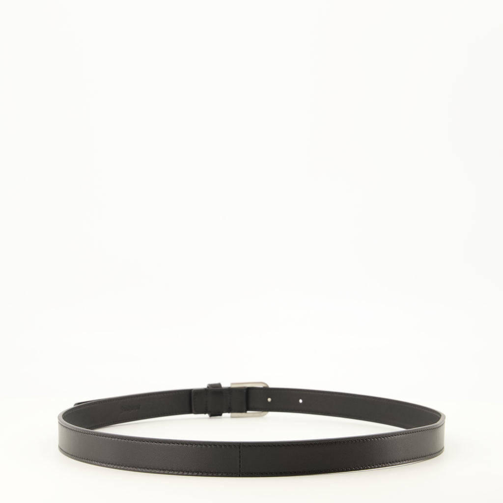 Ceintures Cinturón de cuero negro liso de alta calidad Saint Laurent Noir Homme