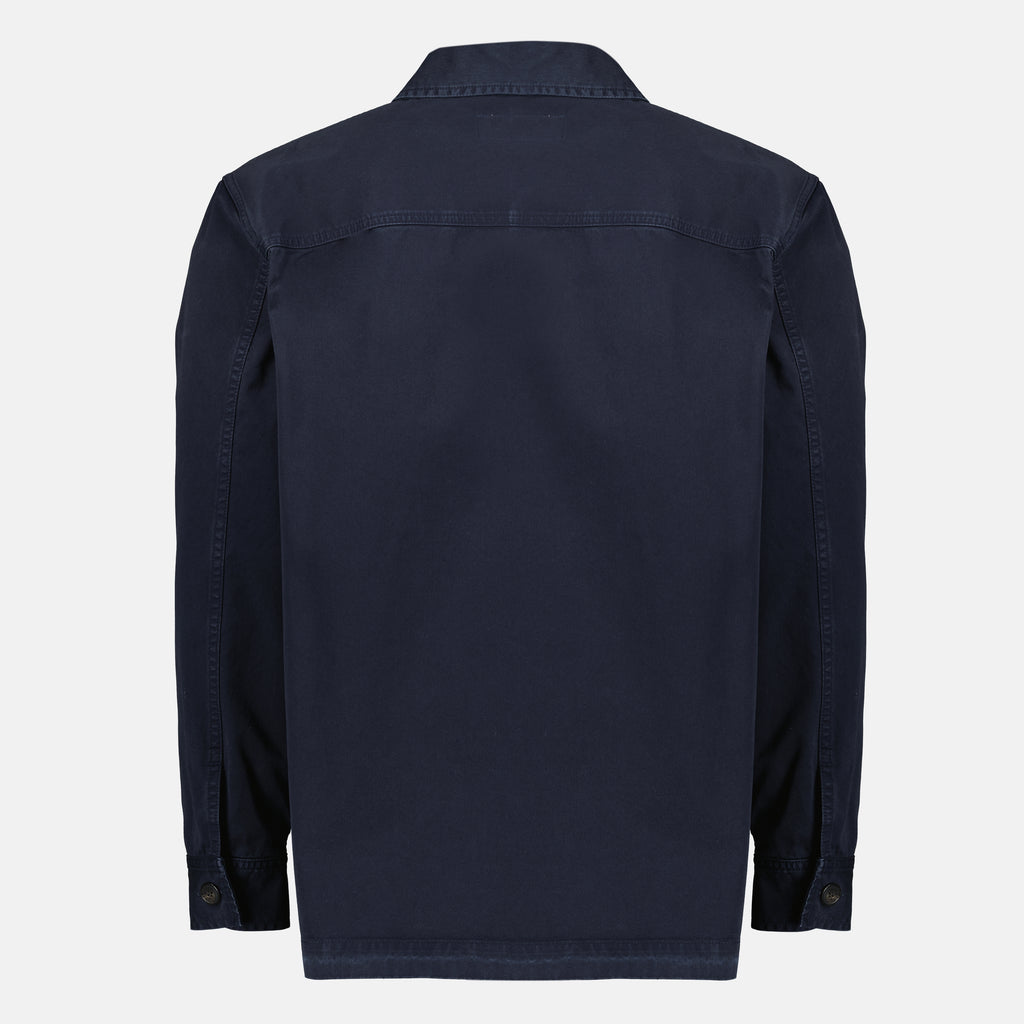 Bild des marineblauen Baumwoll-Overshirts von Saint Laurent für Herren - Frühjahr-Sommer 2026 - Rückansicht