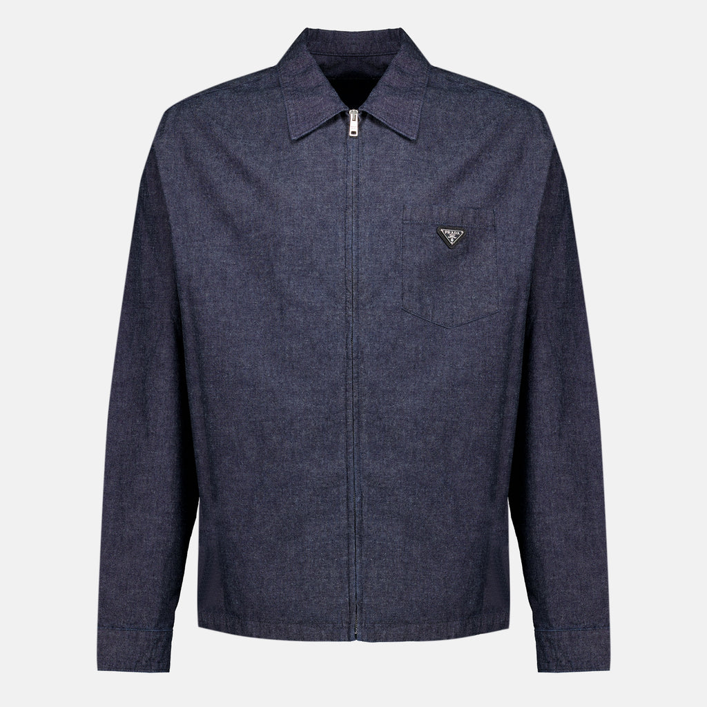 Chemises Camicia Chambray Prada Bleu foncé Homme