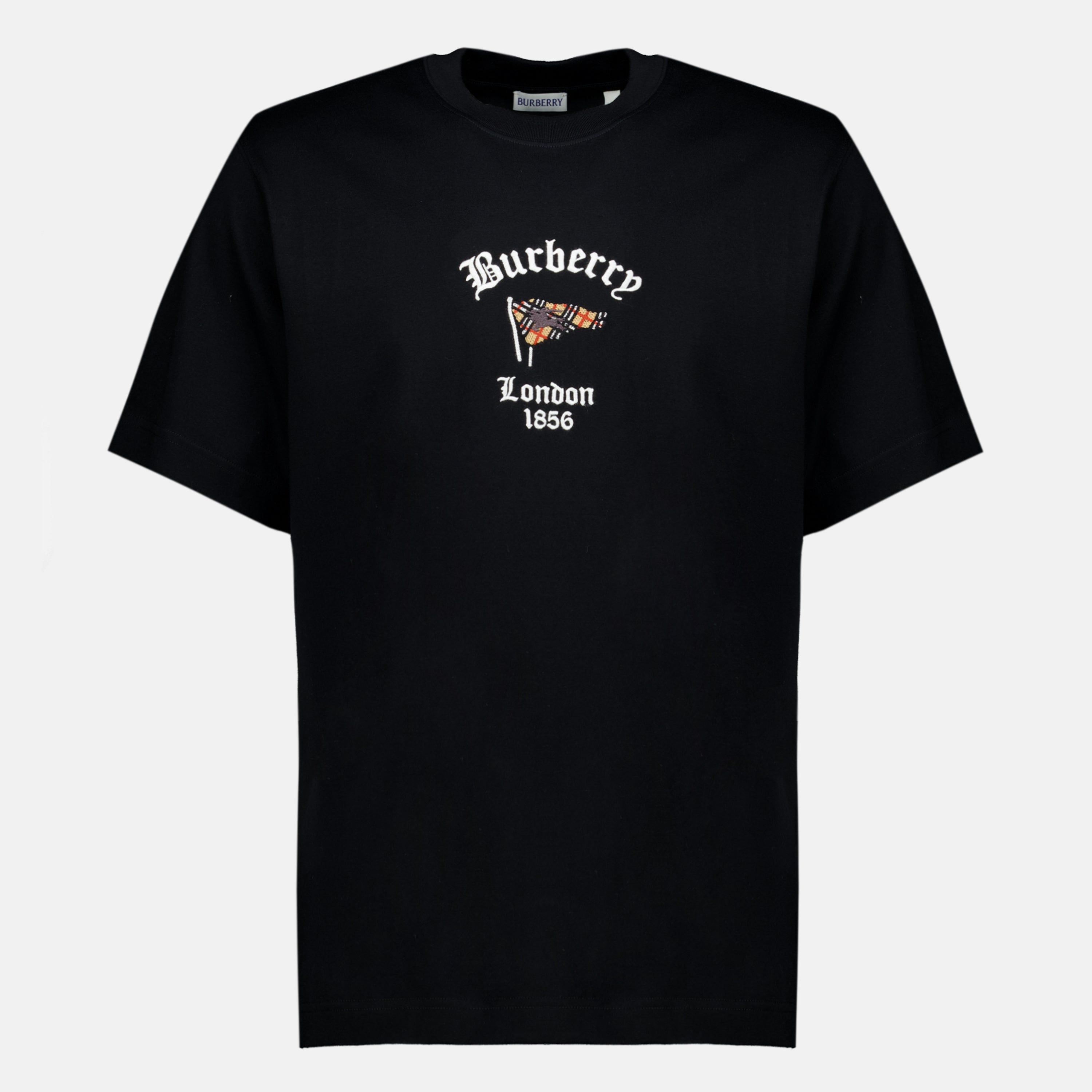 T-shirts T-shirt Nera Check Flag Burberry Noir Homme