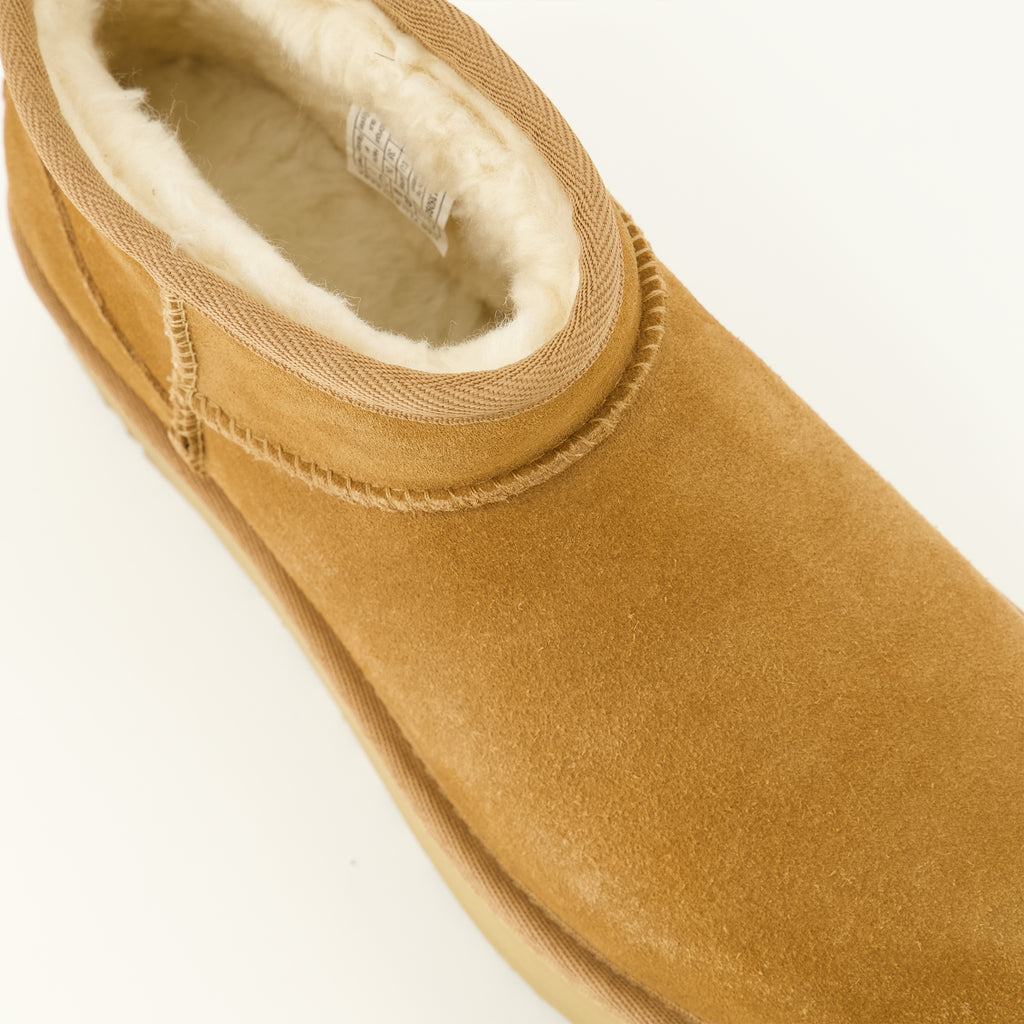 Bottines 갈색 클래식 울트라 미니 플랫폼 부티 Ugg Marron Femme