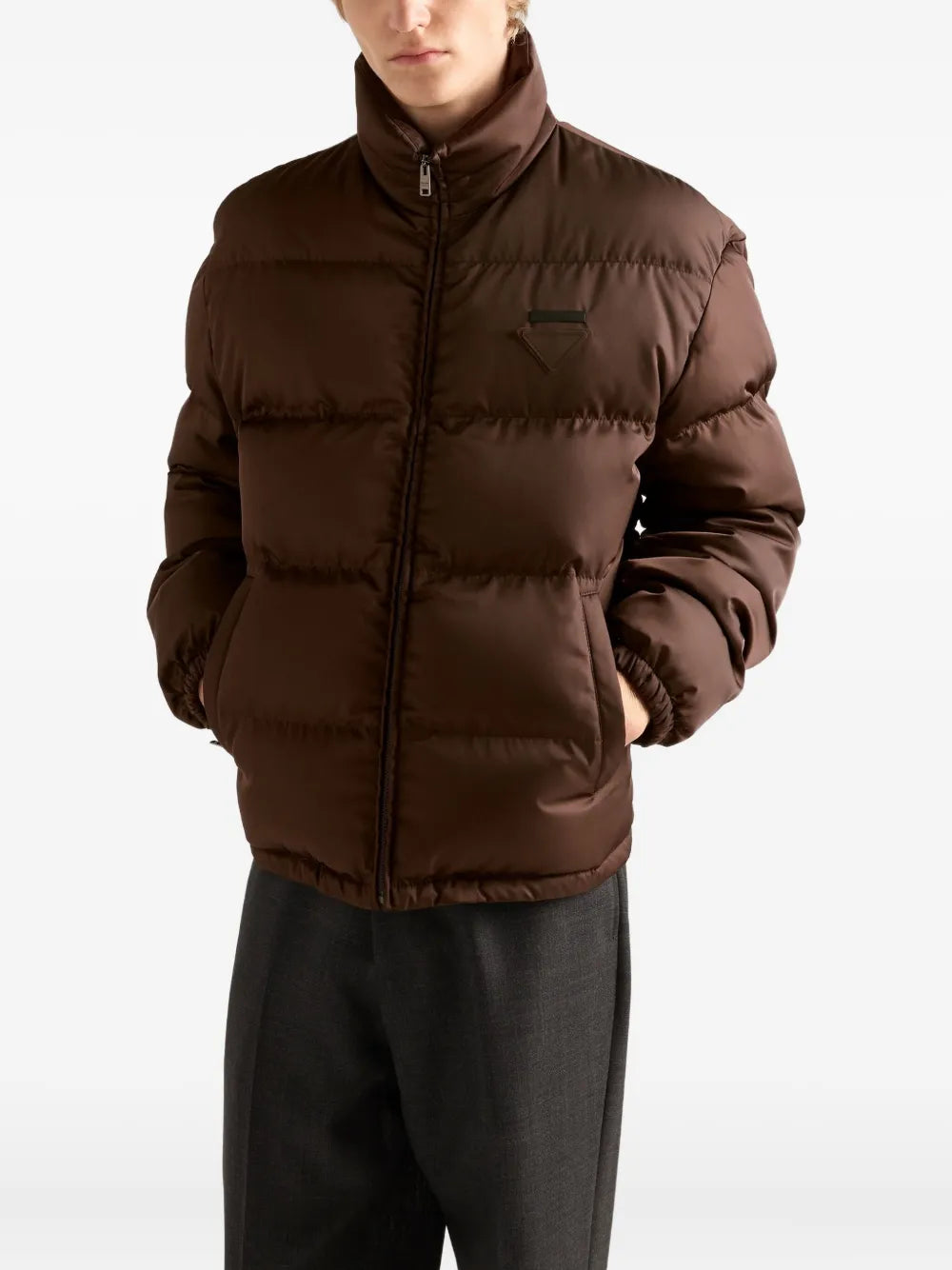 Image of the Prada Men's Nylon Puffer Jacket - Autumn-Winter 2025 - Detailed View_4