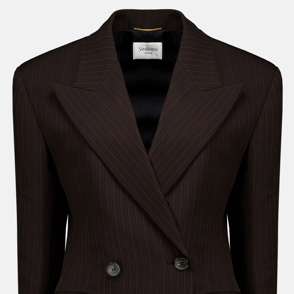 Vestes Blazer marron à rayures Saint Laurent Marron Femme