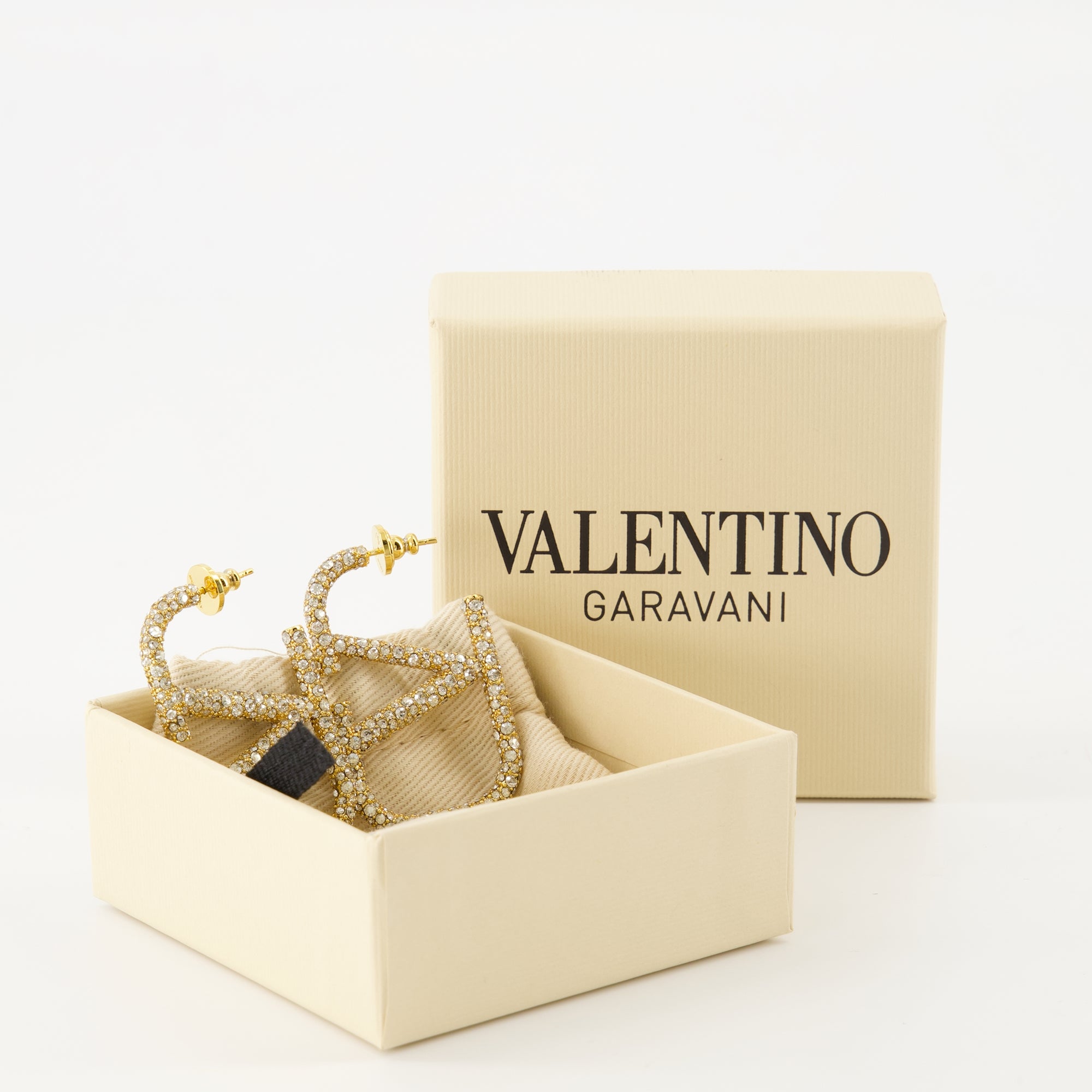 Bijoux Brincos VLogo em Metal e Cristais Swarovski® Valentino Garavani Doré Femme
