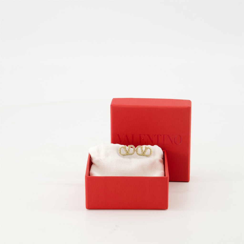 Bijoux Boucles d'oreilles Vlogo en cristaux Valentino Garavani Doré Femme