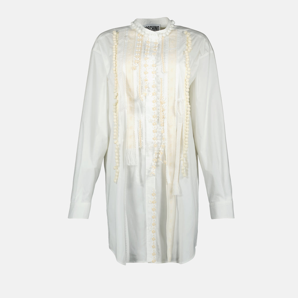 Robes Robe chemise en popeline Moschino Blanc Femme