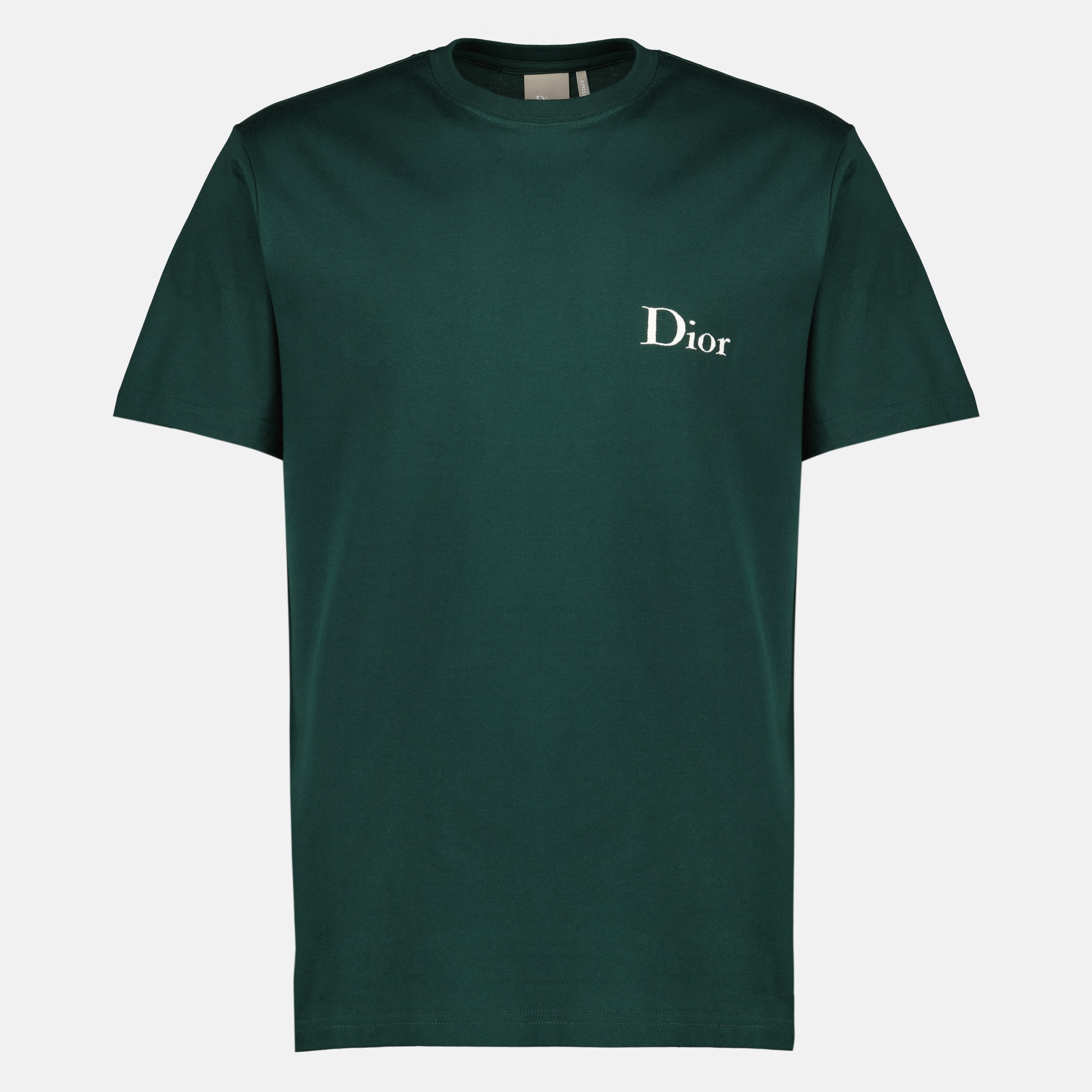Imagen del artículo Camiseta de algodón verde bordada de la marca Dior para Hombre - Temporada Primavera-Verano 2026 - Vista Frontal