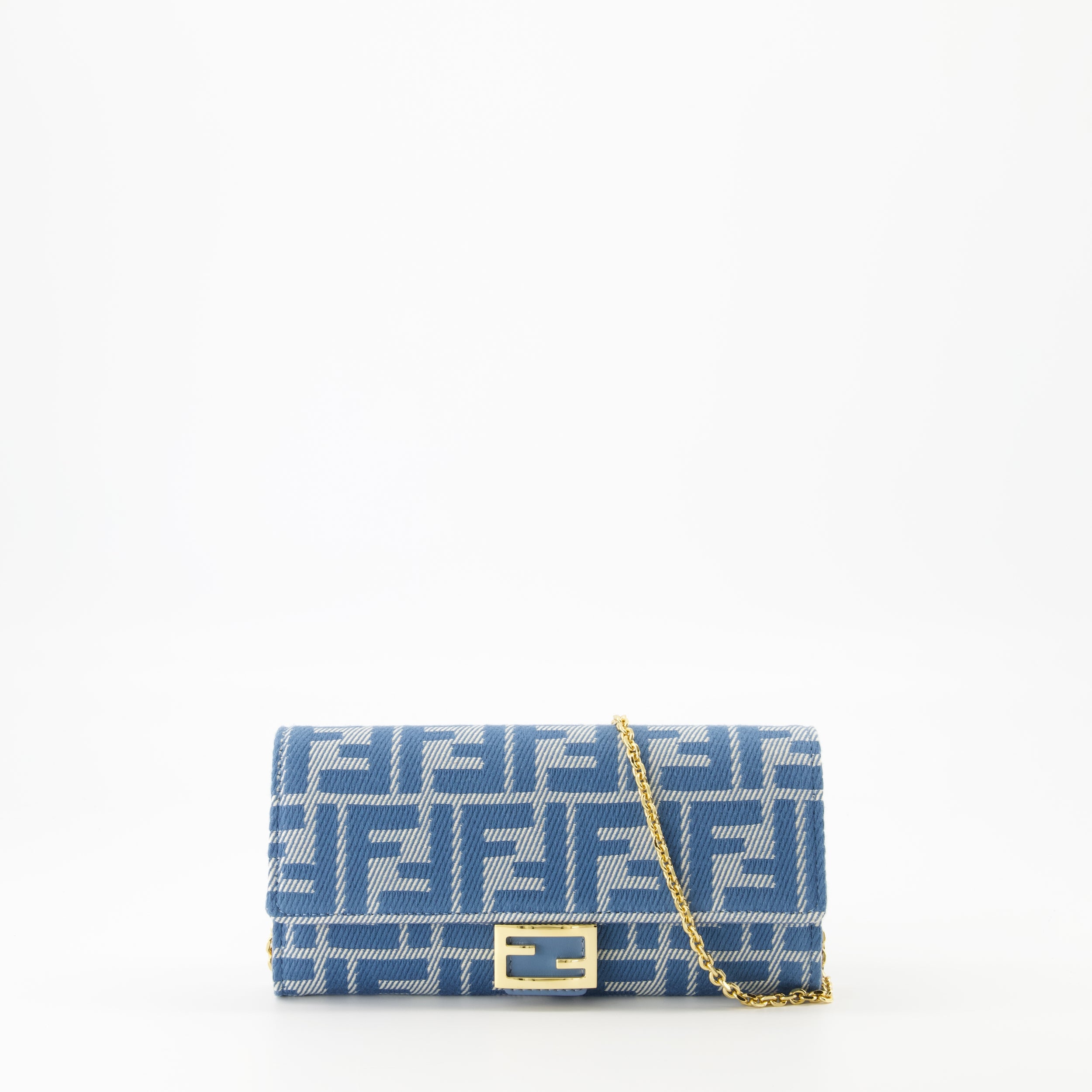 Handbags and shoulder bags Continental Baguette Wallet with Chain Fendi Blue Femme