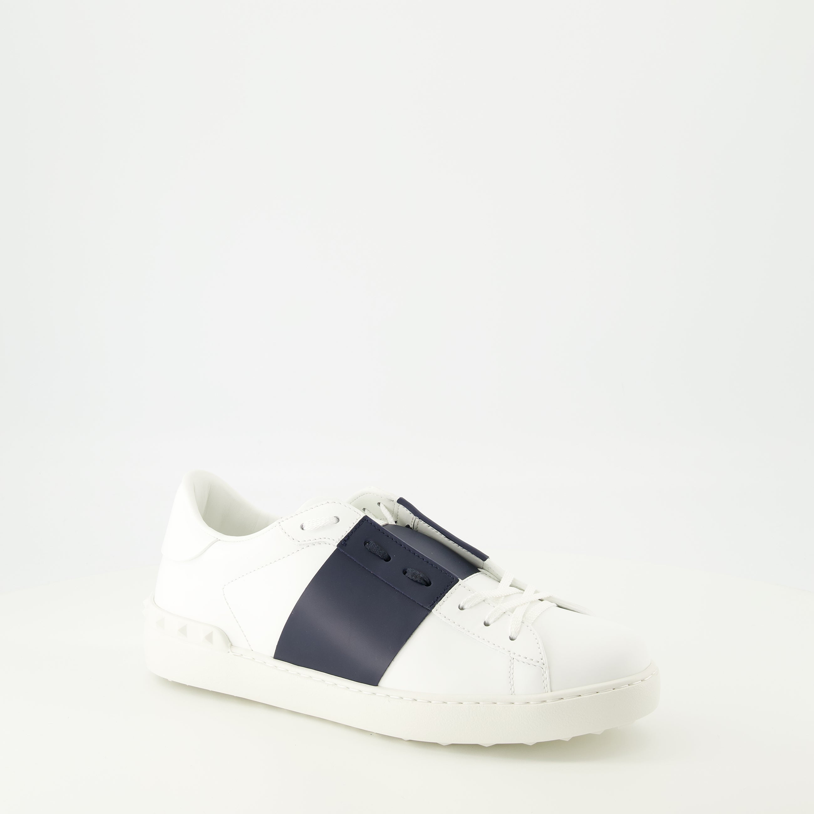Baskets Baskets Open bleu marine en cuir Valentino Garavani Bleu foncé Homme