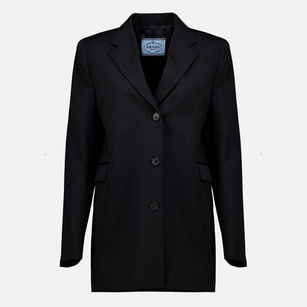 Vestes Black Wool Blazer Prada Noir Femme
