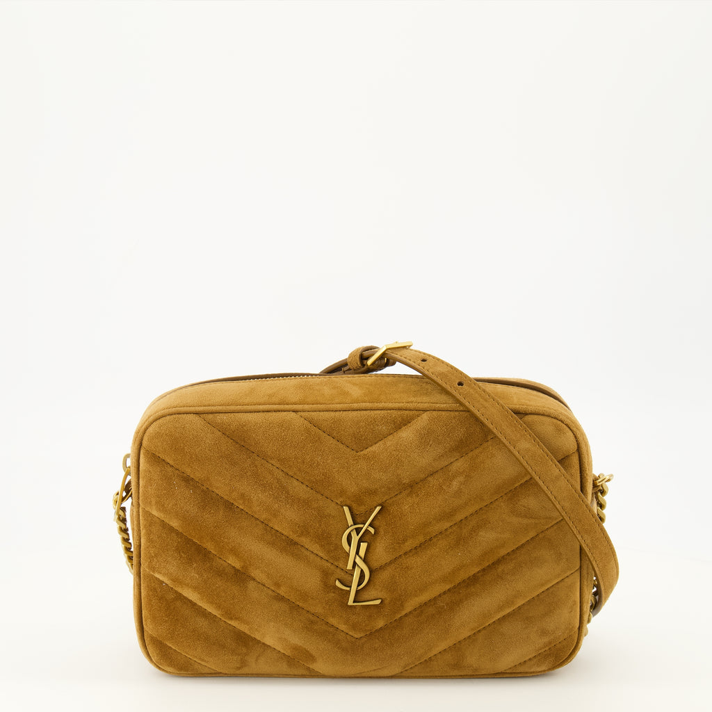 Sacs bandoulière Loulou Camera Bag in Brown Suede Saint Laurent Marron Homme
