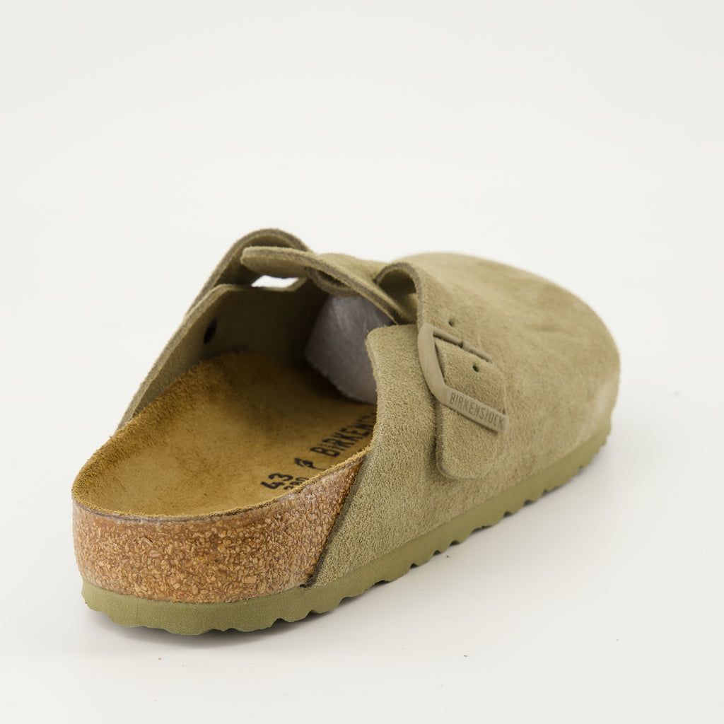 Chaussures ouvertes Mules Boston Birkenstock Kaki Unisexe