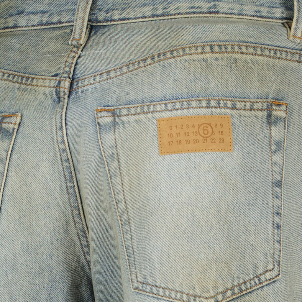 Pantalons 넓은 블루 데님 팬츠 Mm6 Bleu Femme