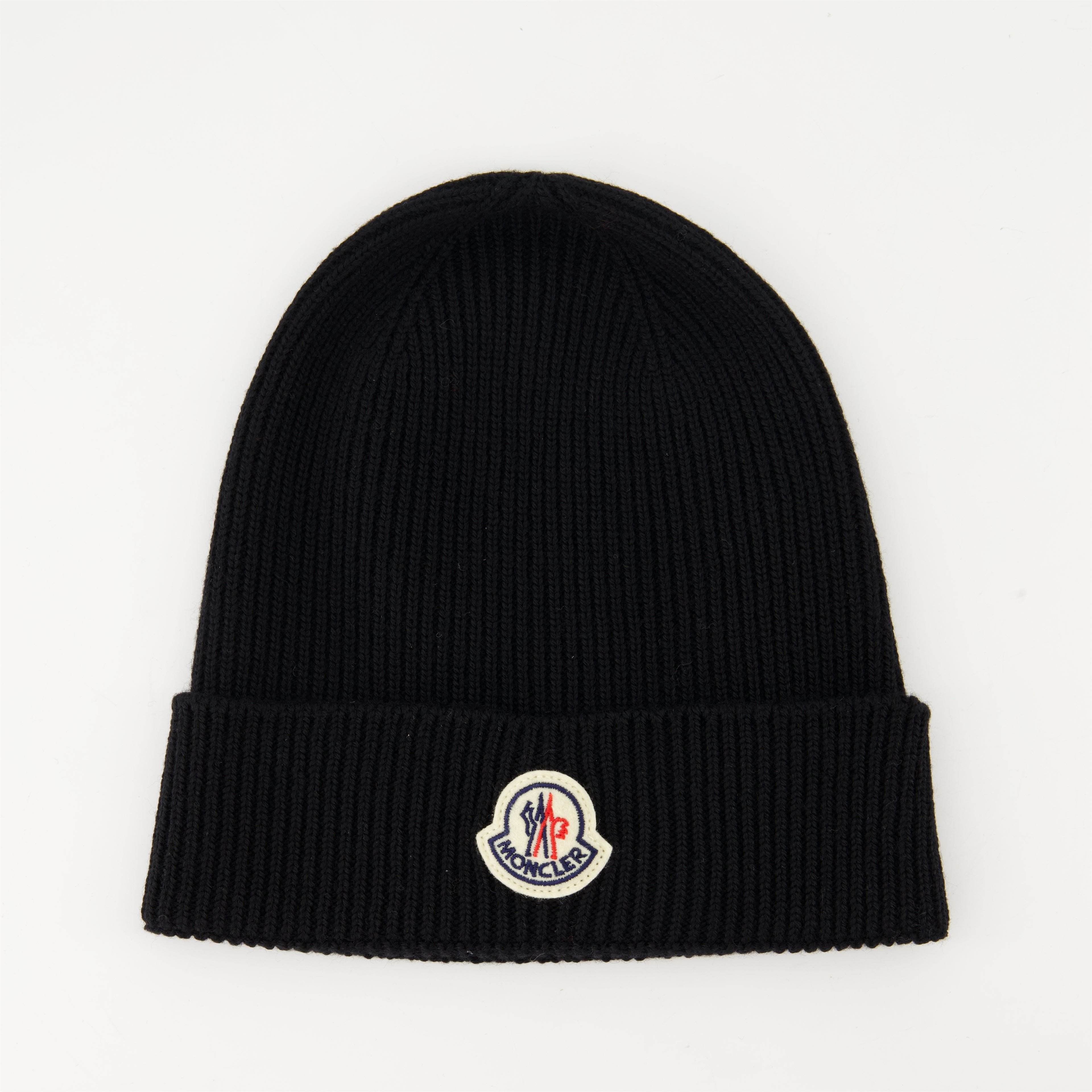 Hats, caps and beanies Bonnet en laine à logo Moncler Black Homme
