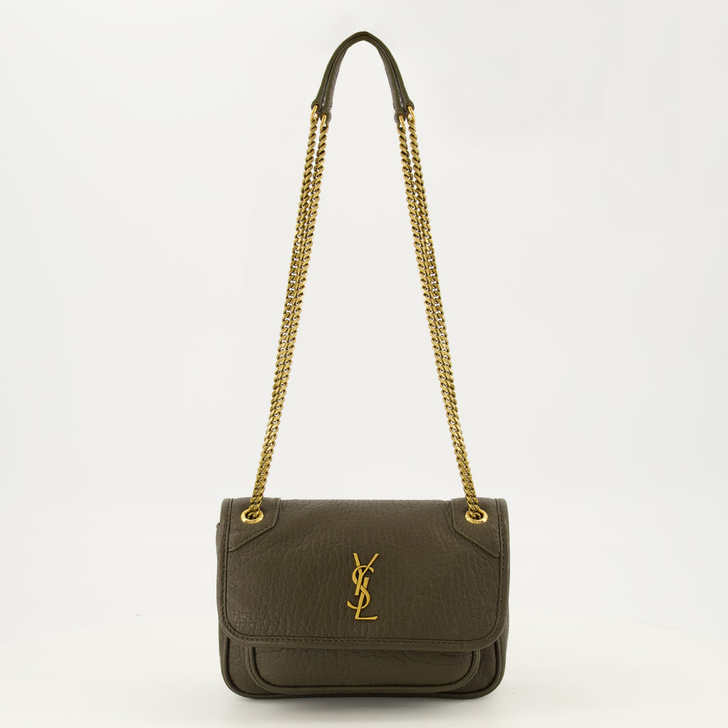 Sacs à main et épaule Borsa Mini Niki in Pelle Khaki Saint Laurent Kaki Femme