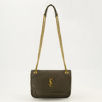 Sacs à main et épaule Niki Mini Leather Bag in Khaki Saint Laurent Kaki Femme