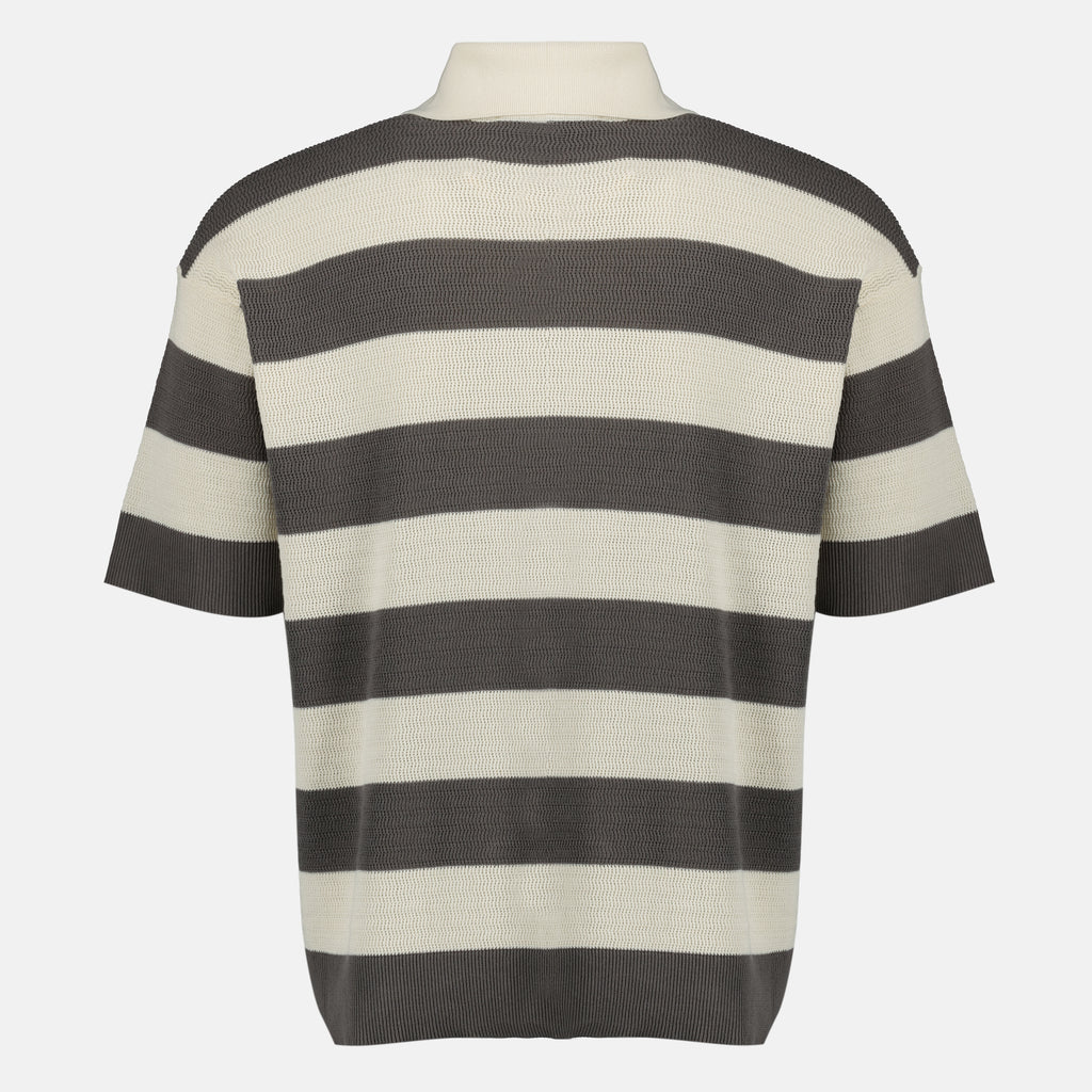 Imagen del polo de punto de algodón blanco y marrón de la marca Ami PARIS para Hombre - Temporada Primavera-Verano 2026 - Vista Trasera