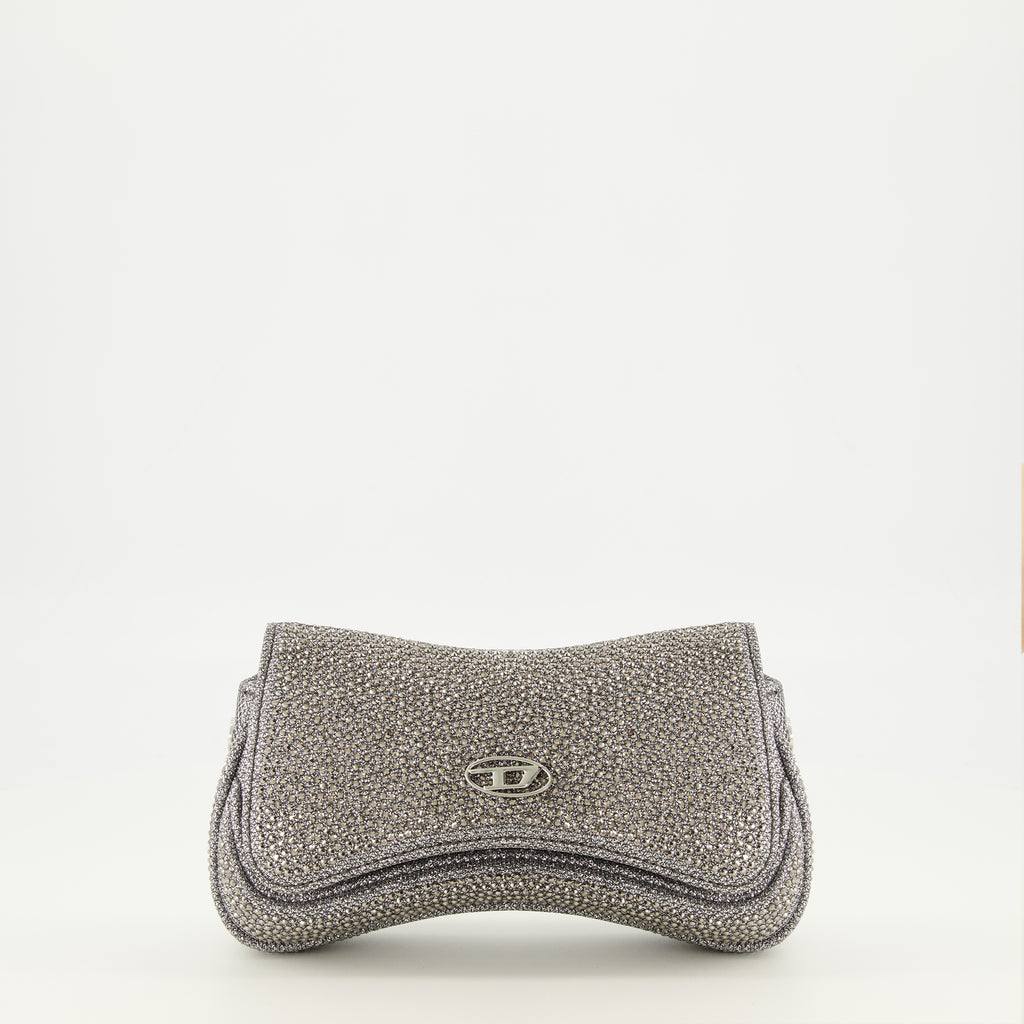 Image de l'article Sac Play petit à strass argenté de la marque Diesel pour Femme - Saison Printemps-Été 2026 - Vue de Face