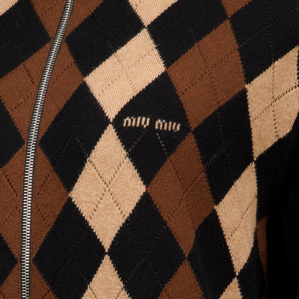Maille 체크 카시미어 가디건 Miu Miu Noir Femme