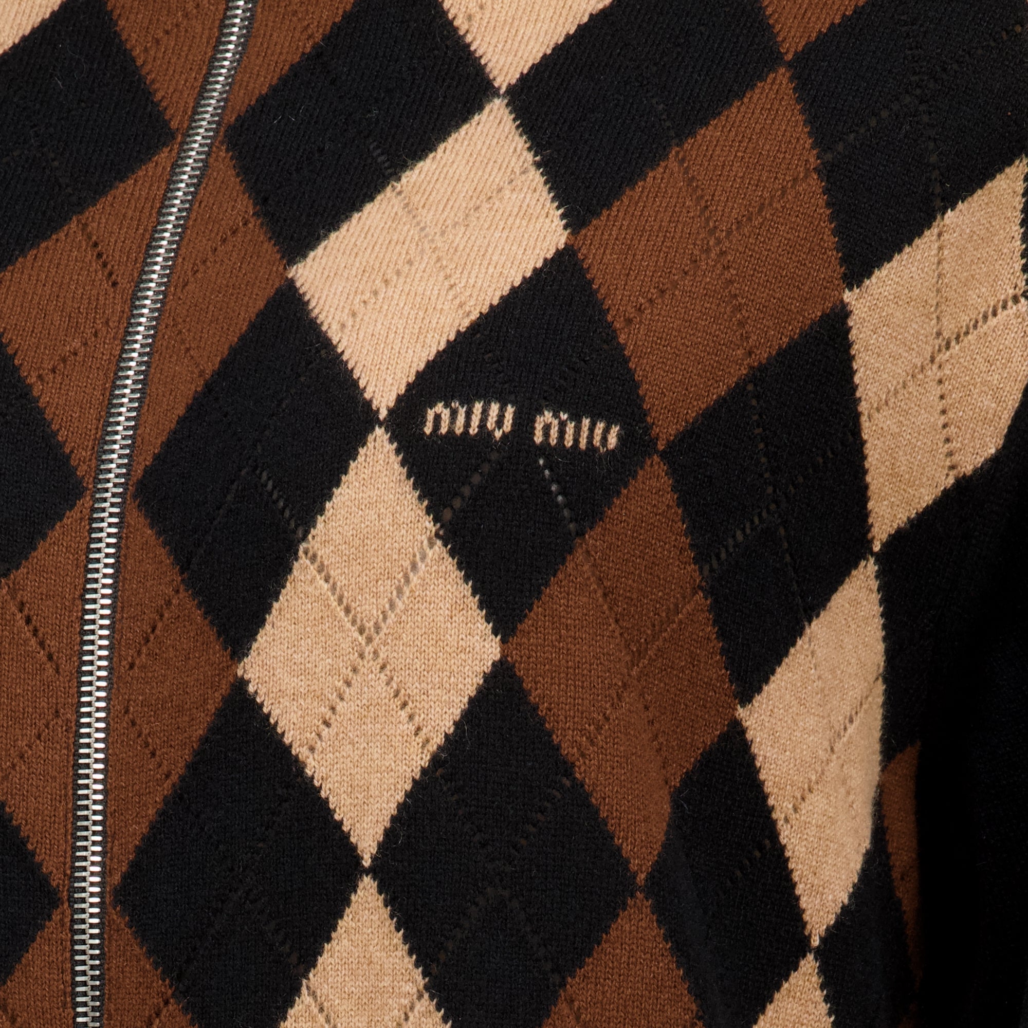 Maille Cárdigan de Cachemira Cuadrícula Miu Miu Noir Femme