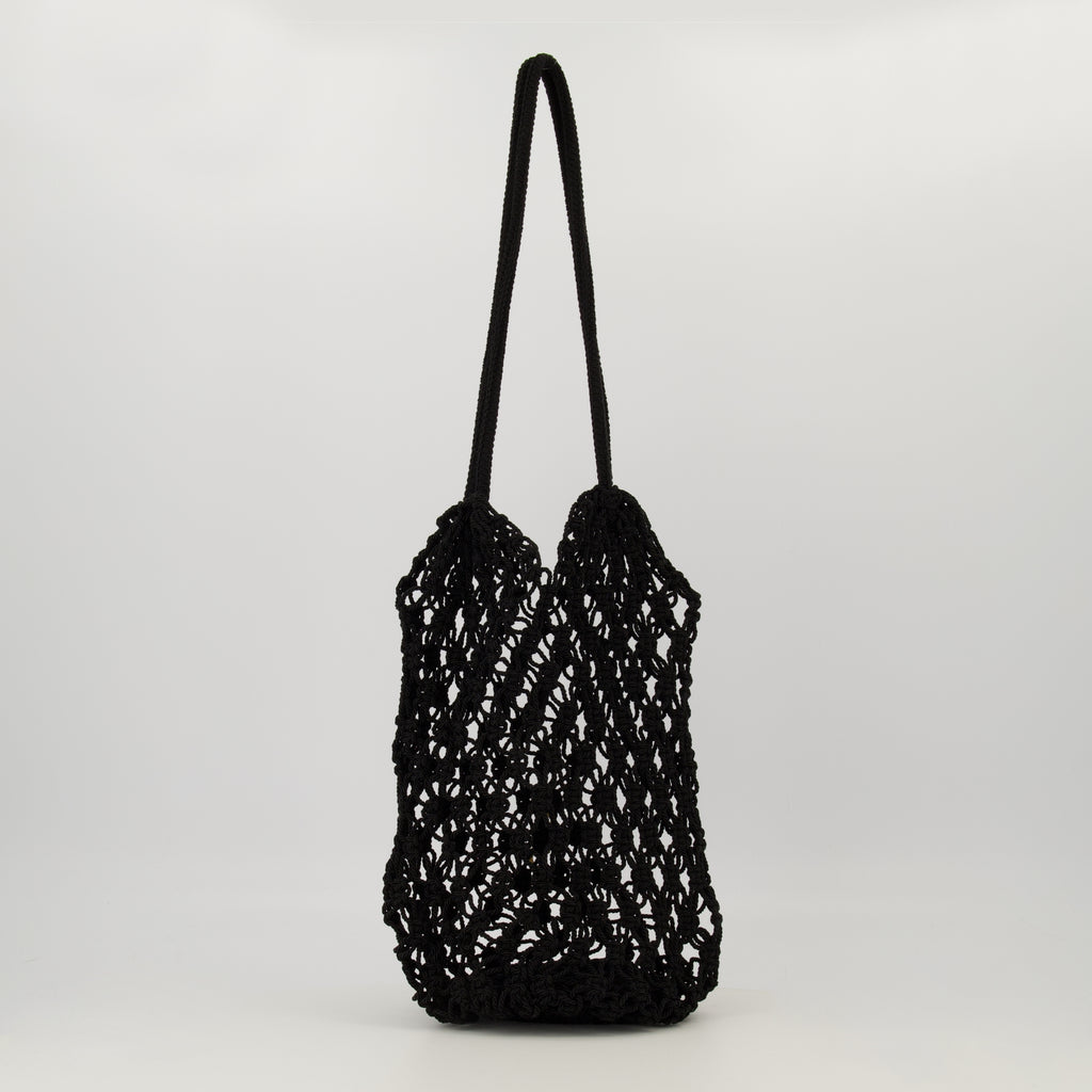 Immagine della borsa in crochet nera del marchio Saint Laurent per Donna - Stagione Autunno-Inverno 2025 - Vista Posteriore