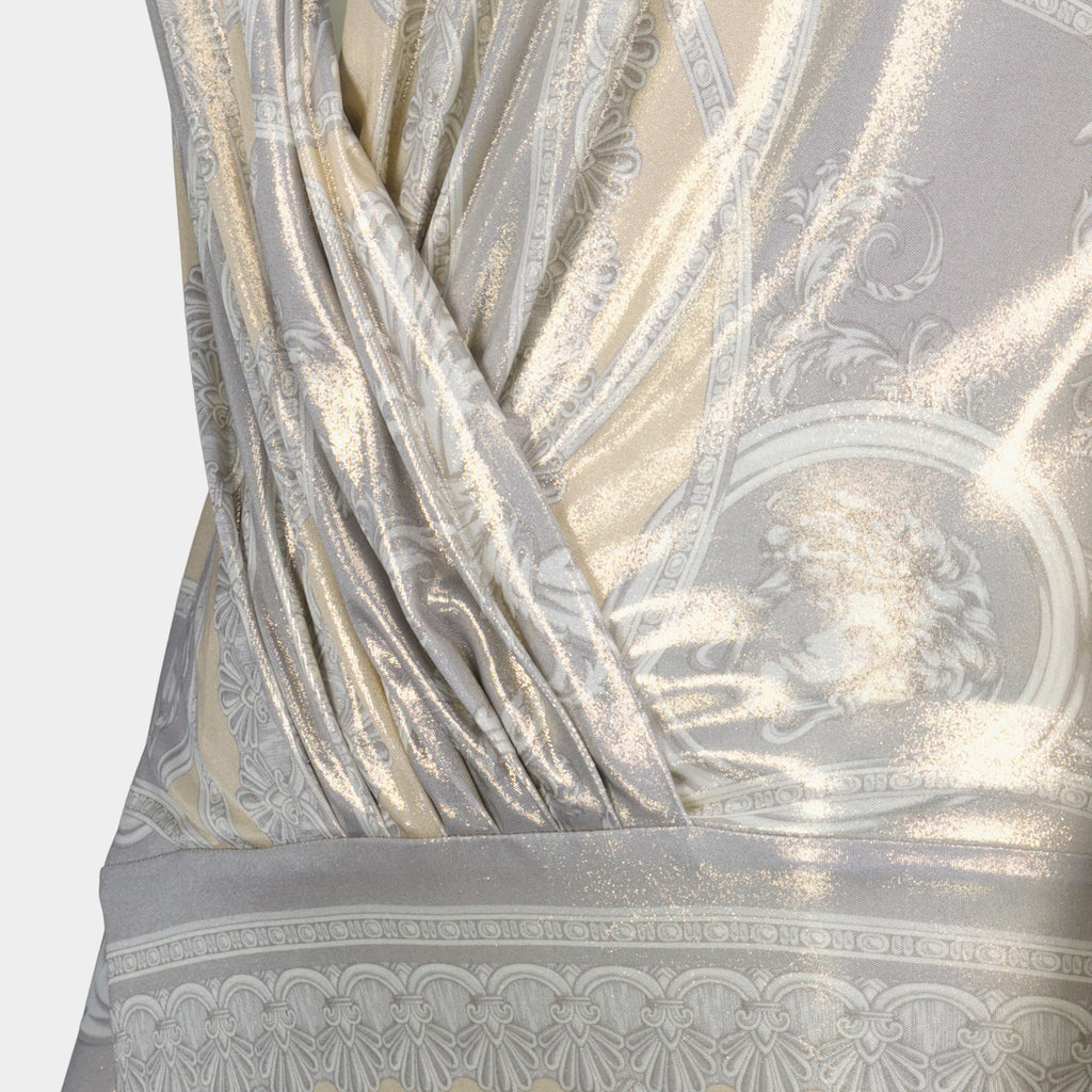 Tops Barocco Draped Bodysuit Versace Silver Femme