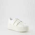 Sneaker Baskets Rockstud Untitled Flatform Valentino Garavani Weiß Femme