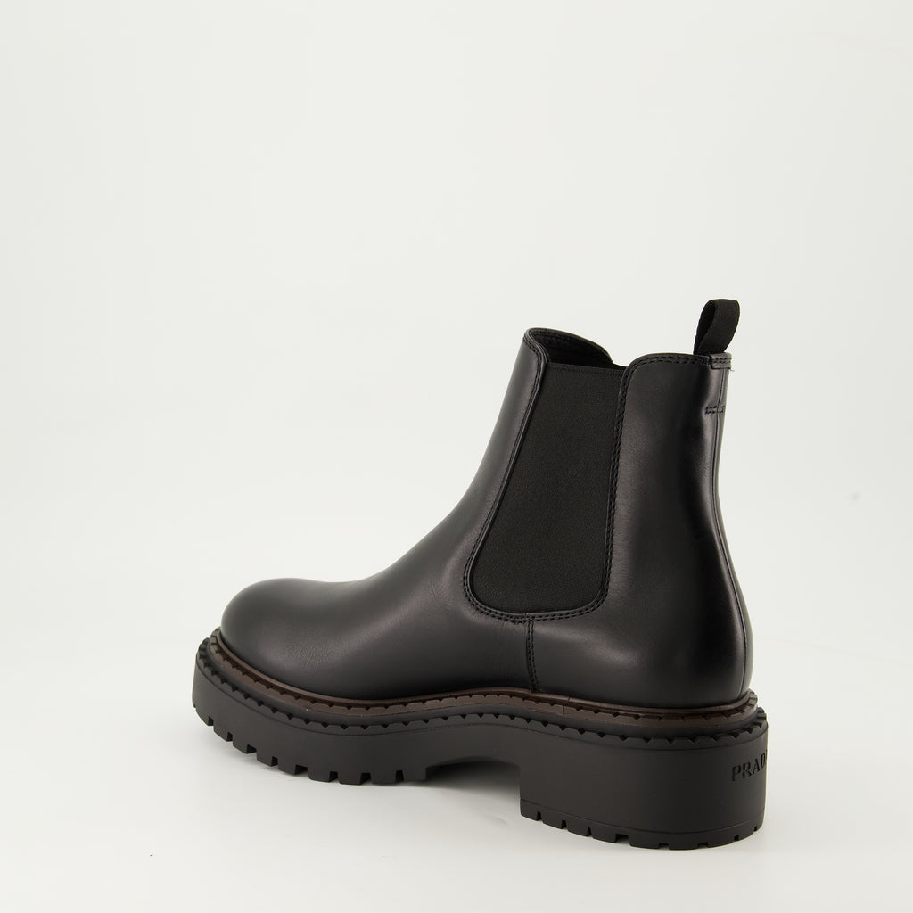 Boots and ankle boots Leather Ankle Boots Prada Black Homme