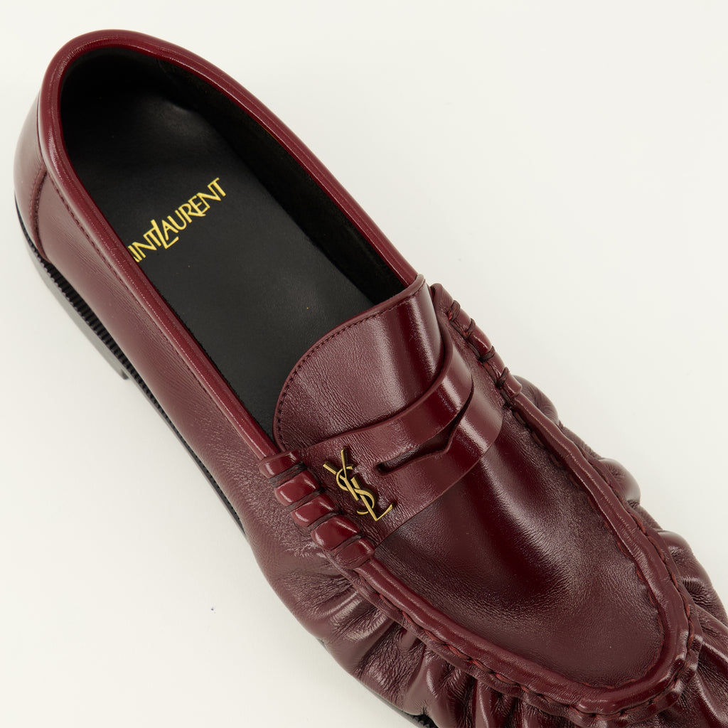 Mocassins Bordeaux Leder Loafer Mokassins Saint Laurent Bordeaux Femme