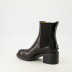 Image of Tod's Women's Leather Ankle Boots - Autumn-Winter 2025 - Right Three-Quarter Back View