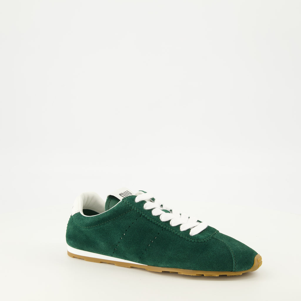 Baskets Baskets Plume en suède vert Miu Miu Vert Femme