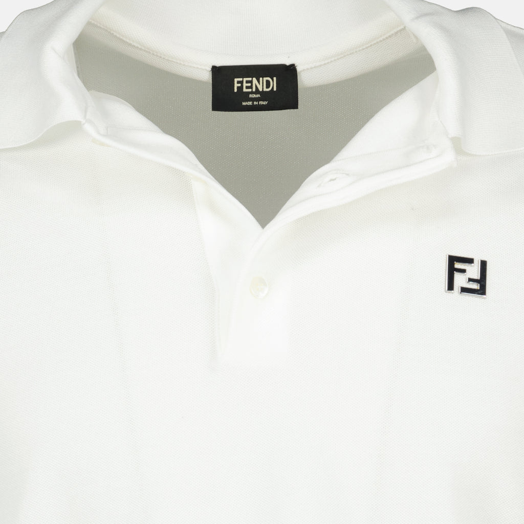 Image de l'article Polo en coton piqué blanc de la marque Fendi pour Homme - Saison Printemps-Été 2026 - Vue détaillée_2