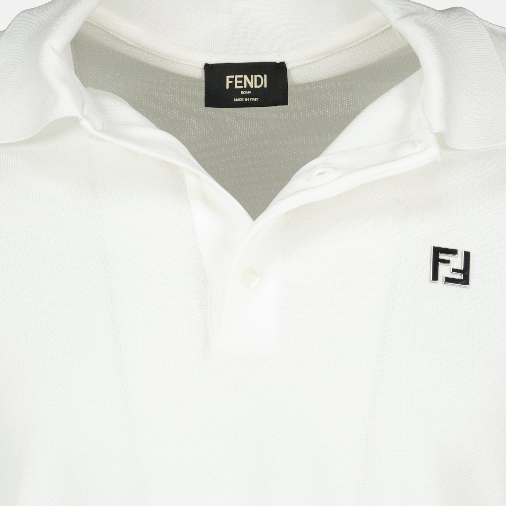 Image de l'article Polo en coton piqué blanc de la marque Fendi pour Homme - Saison Printemps-Été 2026 - Vue détaillée_2