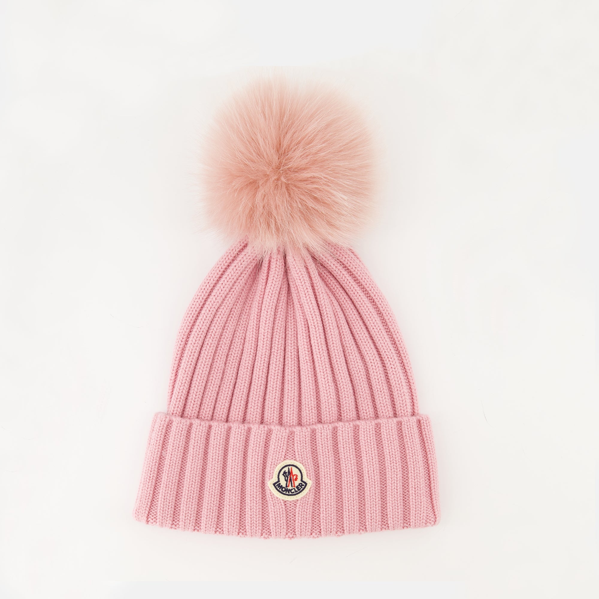 Image of the Moncler Women's Wool Beanie with Pom Pom - Autumn-Winter 2025 Season - Front View
