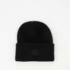 Image of the Moncler men's cotton beanie with logo - Fall-Winter 2025 - Front view