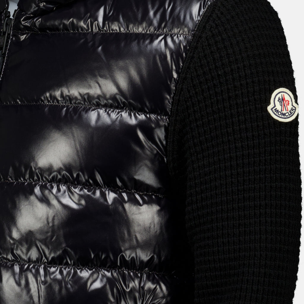 Maille Two-tone black wool and cashmere jacket Moncler Noir Homme