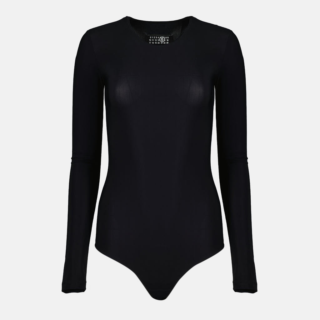 Image de l'article Body noir en lycra de la marque Mm6 pour Femme - Saison Printemps-Été 2026 - Vue de Face