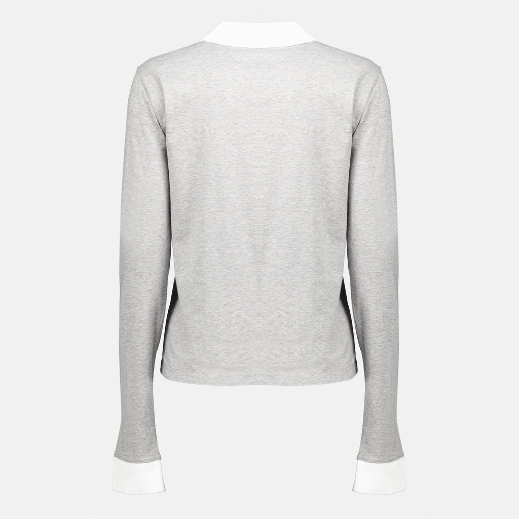 Maille Polo in Jersey Grigio Miu Miu Gris Femme