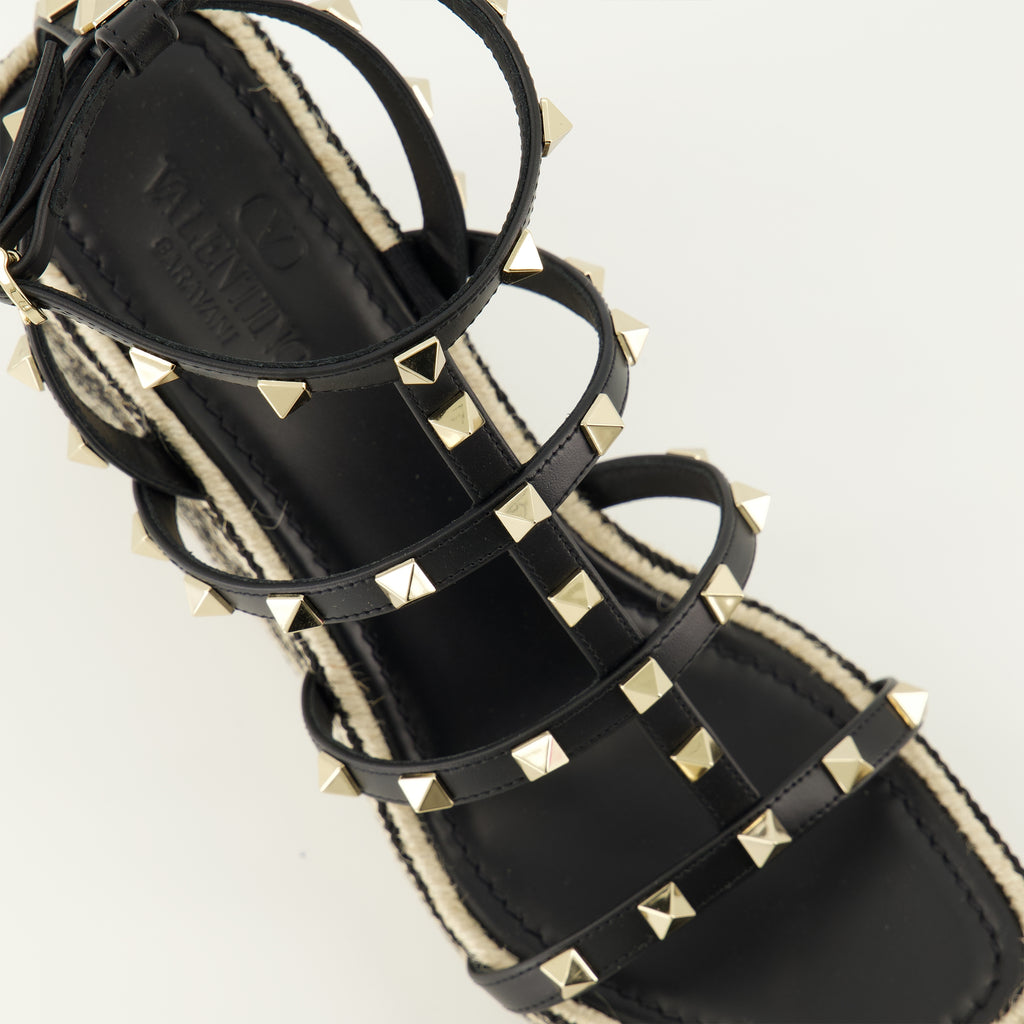 Image de l'article Sandales Compensées Rockstud noir de la marque Valentino Garavani pour Femme - Saison Printemps-Été 2026 - Vue détaillée de haut