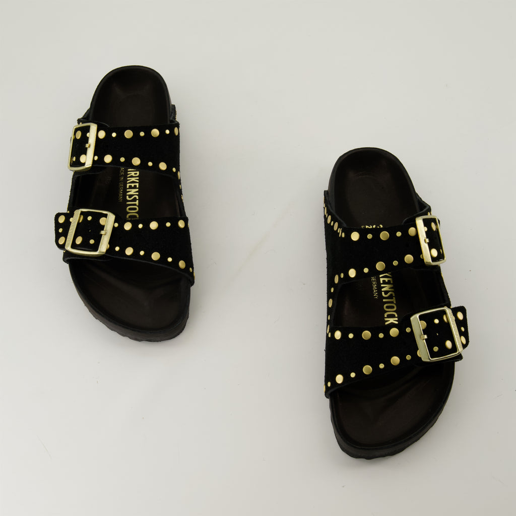 Offene schuhe Sandales Arizona Rivet Birkenstock Schwarz Femme