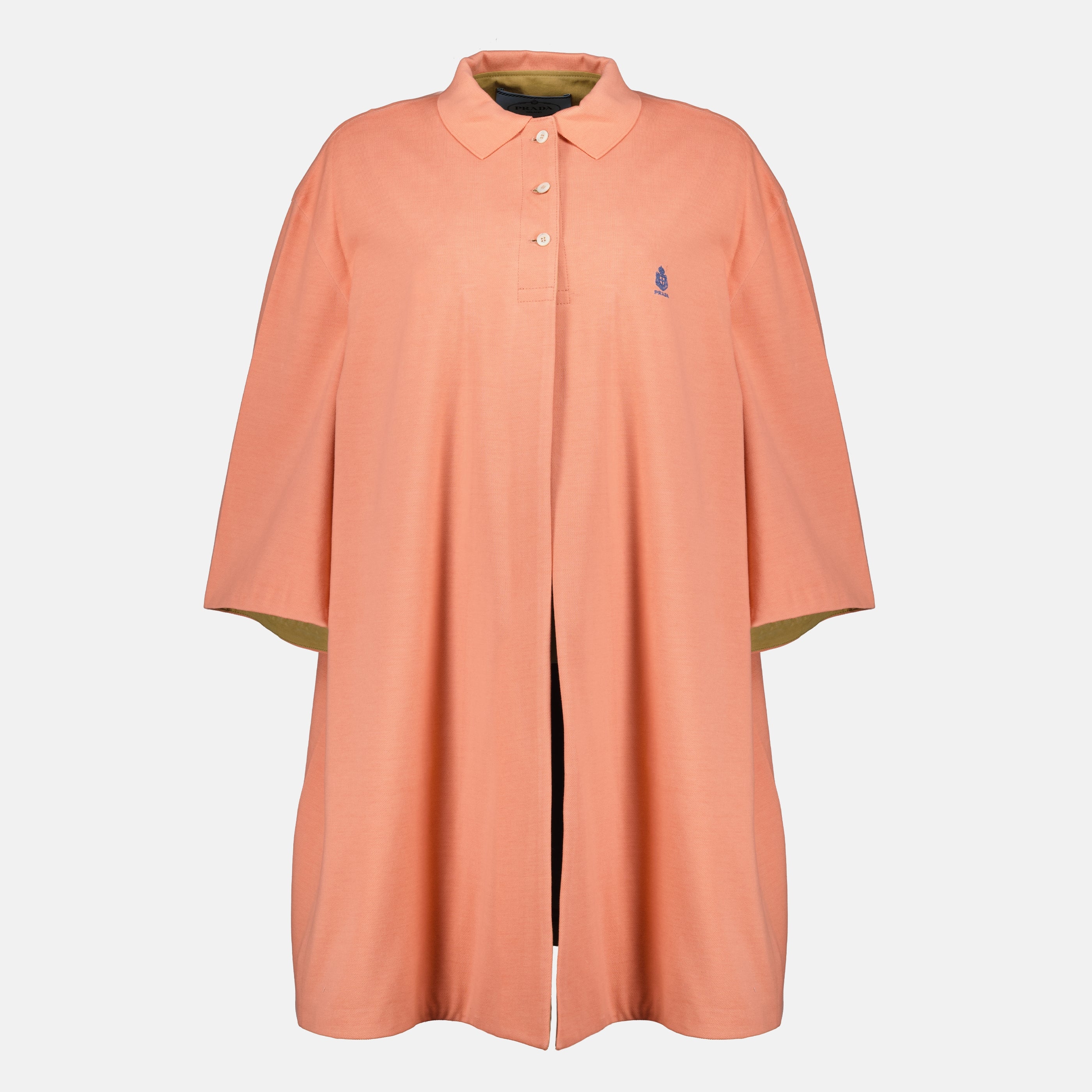 Image de l'article Manteau en coton piqué rose orangé de la marque Prada pour Femme - Saison Printemps-Été 2026 - Vue de Face