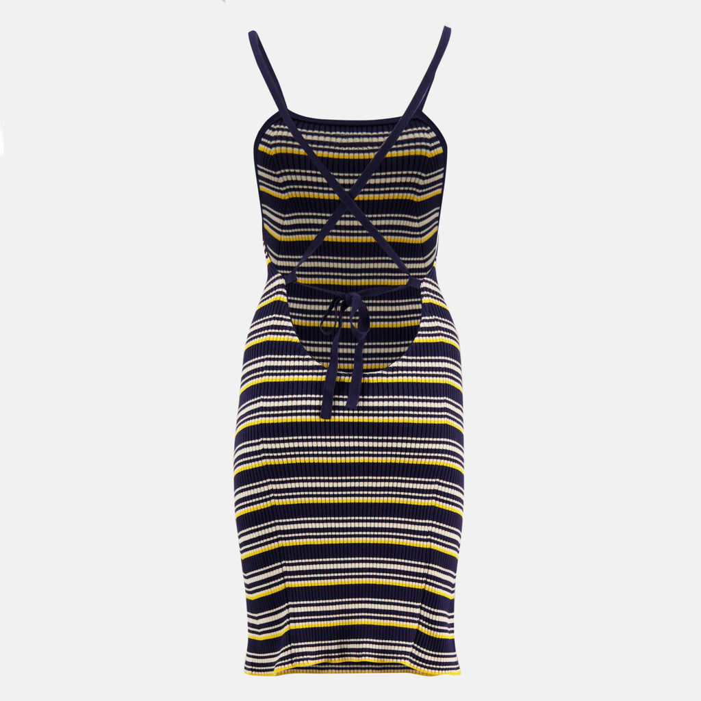 Immagine dell'articolo Abito in maglia a righe blu del marchio Miu Miu per Donna - Stagione Primavera-Estate 2026 - Vista Posteriore