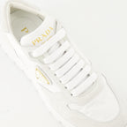 Sneaker Nylon- und Leder-Sneaker Prada Weiß Femme