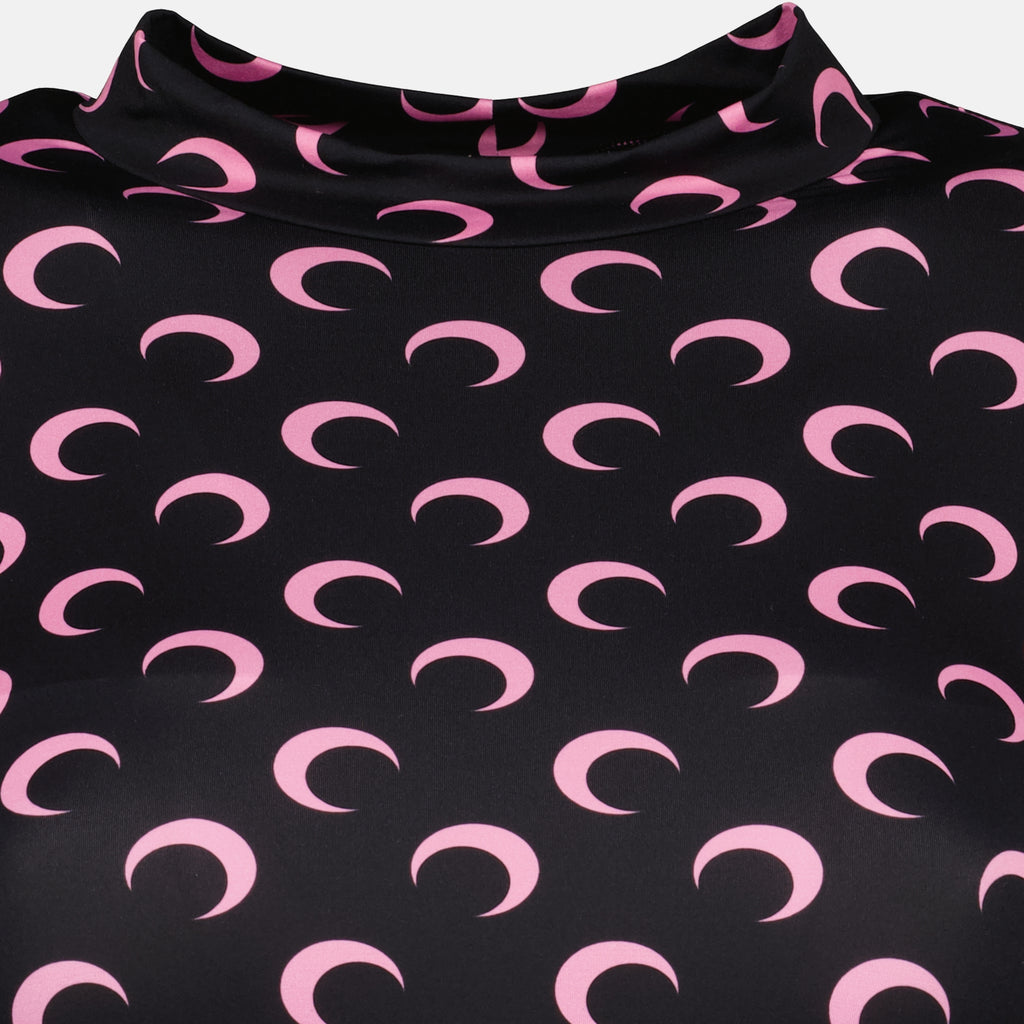 Immagine del top in jersey moon nero e rosa del marchio Marine Serre per Donna - Stagione Autunno-Inverno 2025 - Vista Dettagliata_1