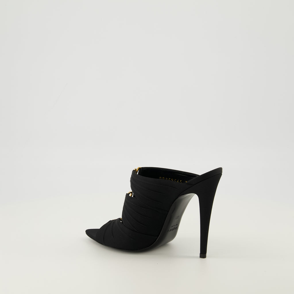 Image de l'article Mules à talons Emilie noir de la marque Saint Laurent pour Femme - Saison Printemps-Été 2026 - Vue trois quarts arrière droite